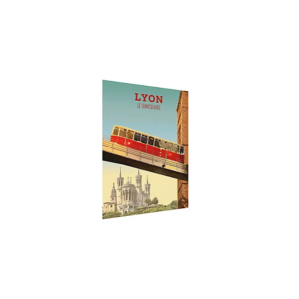 Tableau sur toile Lyon le funiculaire bleu, rouge l.50 x H.70cm Dada Art