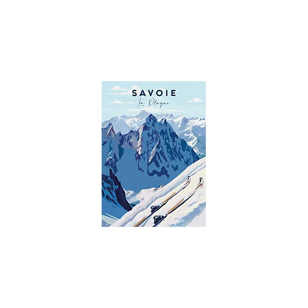 Tableau sur toile Savoie la plagne montagnes blanc, bleu l.50 x H.70cm Dada Art
