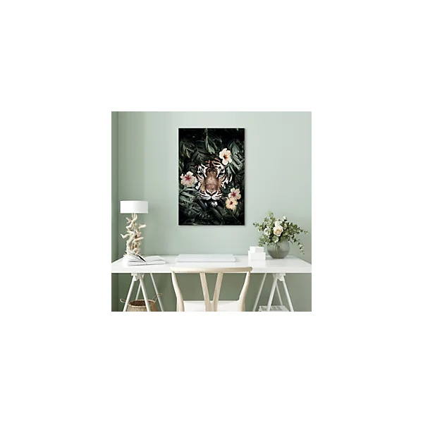 Tableau sur toile tigre dans les fleurs l.60 x H.90 cm Dada Art