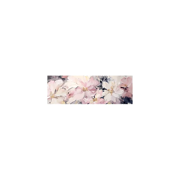 Tableau sur toile XXL peint à la main motifs fleurs roses l.150 x H.50 cm Dada Art