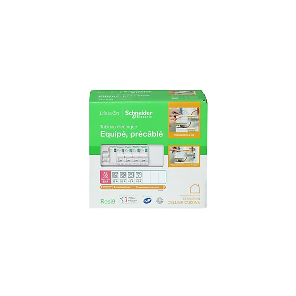 Tableau électrique pré-équipé et pré-câblé 1 rangée - 13 modules (5 inclus) Schneider Electric Resi9 XP