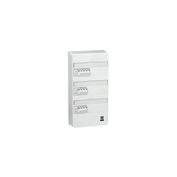 Tableau électrique pré-équipé et pré-câblé T3 au T5 - 3 rangées - 39 modules (18 inclus) Schneider Electric Resi9 XP