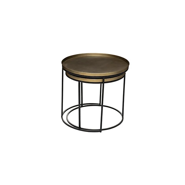Tables gigognes, métal, doré, D.51/D.56 cm, Atmosphera Basile