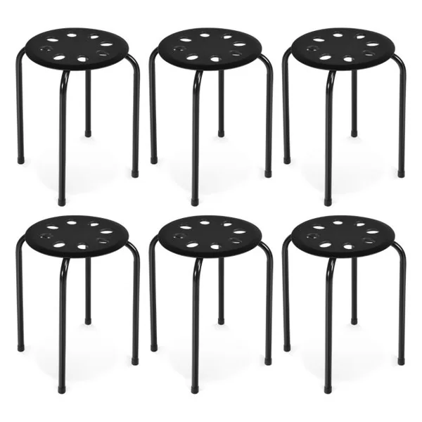 Tabourets Empilables 30 x 40,5 cm (Dia x H) Cadre en Métal Joint en Forme de X Stable pour Cuisine Bistro Multicolore/Gris/Noir