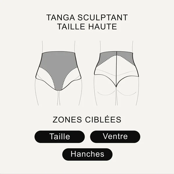 TANGA TAILLE HAUTE GAINANT NOIR