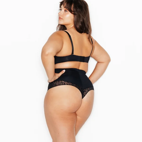 TANGA TAILLE HAUTE GAINANT NOIR