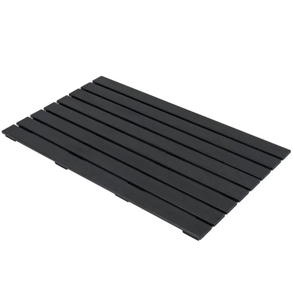 Tapis de Bain Imperméable Grand Tapis de Douche 100 x 60 cm avec Texture Antidérapante Design à Lattes Tapis de Sol WPC Robuste Noir
