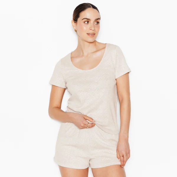TEE-SHIRT MANCHES COURTES BEIGE
