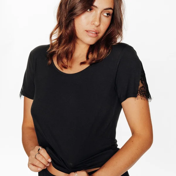 TEE-SHIRT MANCHES COURTES NOIR