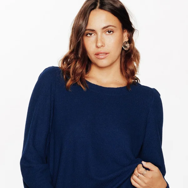 TEE-SHIRT MANCHES LONGUES BLEU