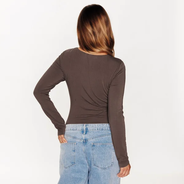 TEE-SHIRT MANCHES LONGUES MARRON