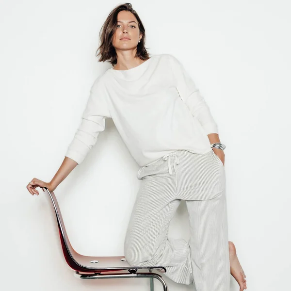 TEE-SHIRT MANCHES LONGUES VELOURS ECRU