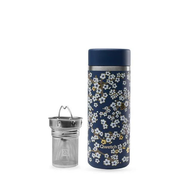Théière inox isotherme - Flowers - Bleu nuit - 400ml