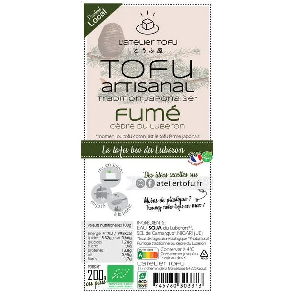 Tofu FUMÉ CÈDRE - bio et artisanal de tradition japonaise