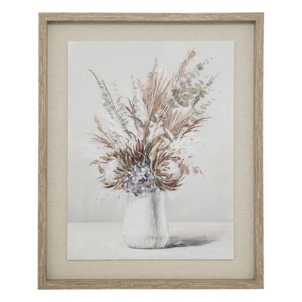 Toile imprimée TIANA vase et cadre fibres de bois 40x50cm