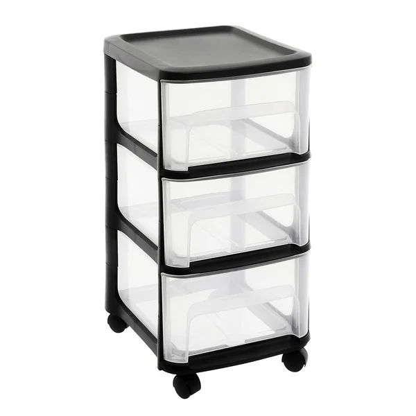 Tour de rangement 3 tiroirs noire 32x37x61cm