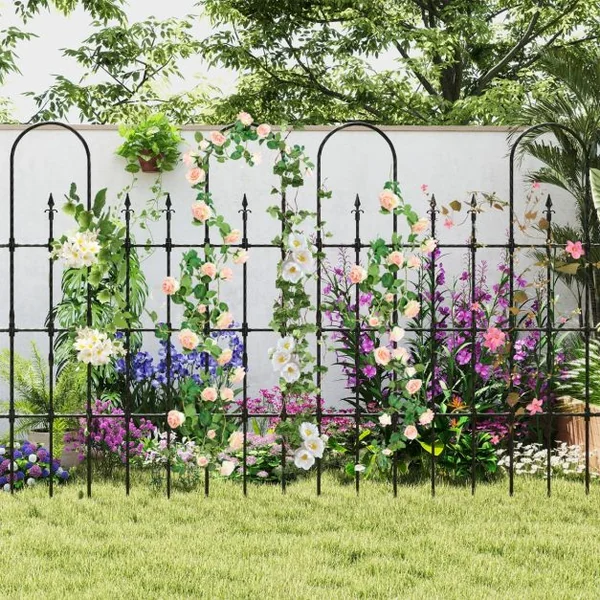 Treillis de Jardin pour Plantes Grimpantes 146 x 186 cm Cadre de Support Extérieur en Métal Antirouille pour Lit de Jardin Surélevé