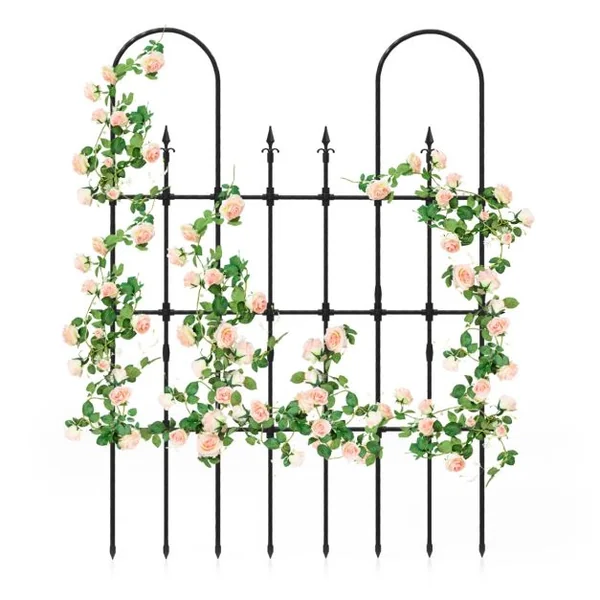 Treillis de Jardin pour Plantes Grimpantes 146 x 186 cm Cadre de Support Extérieur en Métal Antirouille pour Lit de Jardin Surélevé