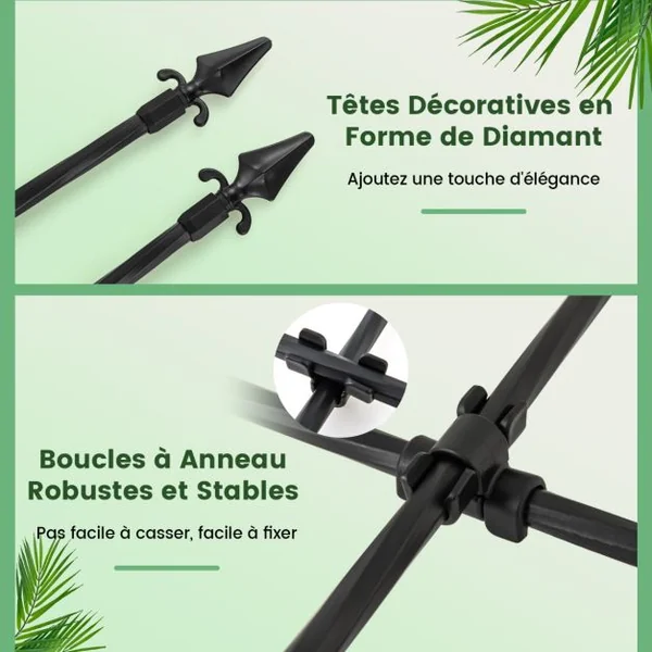 Treillis de Jardin pour Plantes Grimpantes 146 x 186 cm Cadre de Support Extérieur en Métal Antirouille pour Lit de Jardin Surélevé