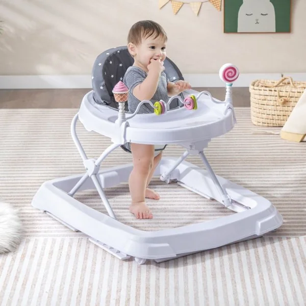 Trotteur Bébé Evolutif avec 3 Hauteur Réglable pour 6-36 Mois Rose