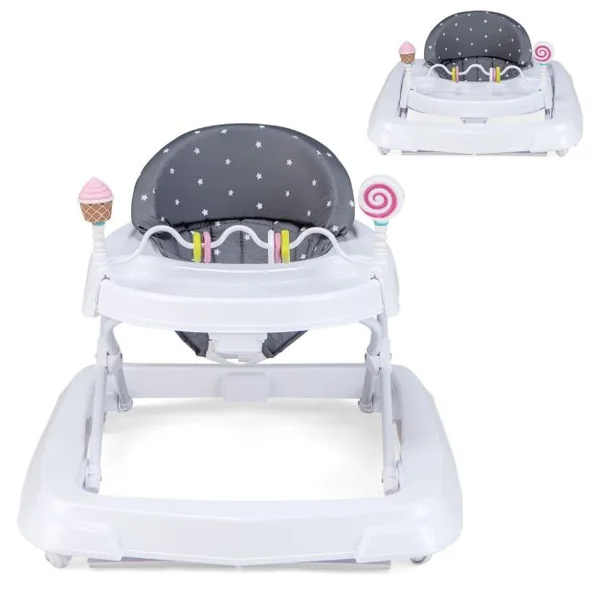 Trotteur Bébé Evolutif avec 3 Hauteur Réglable pour 6-36 Mois Rose