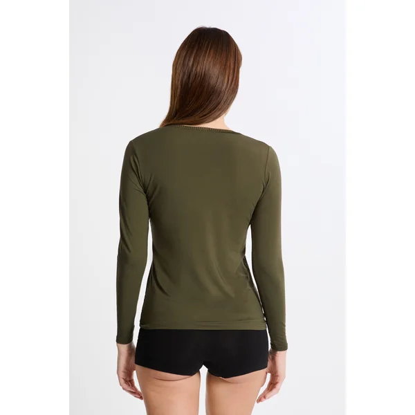 T-shirt col V maille thermique