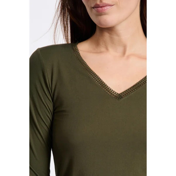 T-shirt col V maille thermique
