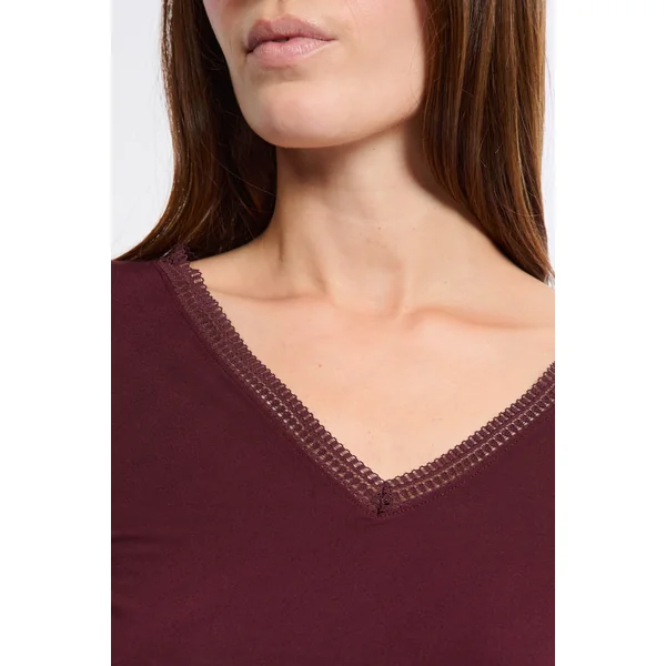 T-shirt col V maille thermique