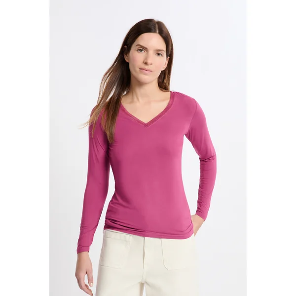 T-shirt col V maille thermique