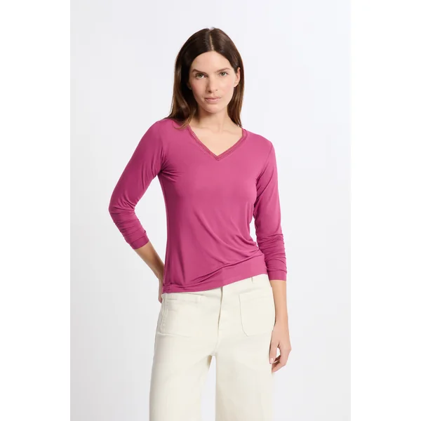 T-shirt col V maille thermique