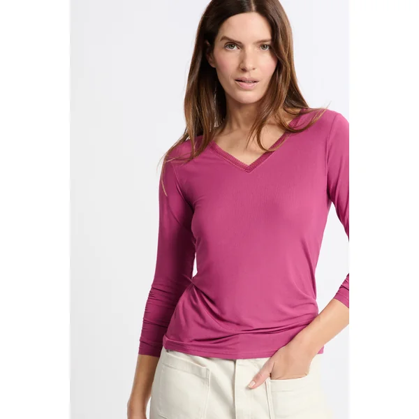 T-shirt col V maille thermique
