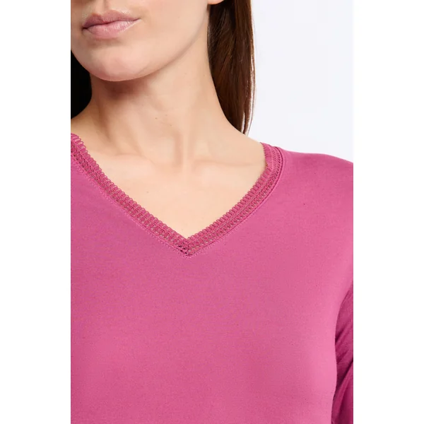 T-shirt col V maille thermique