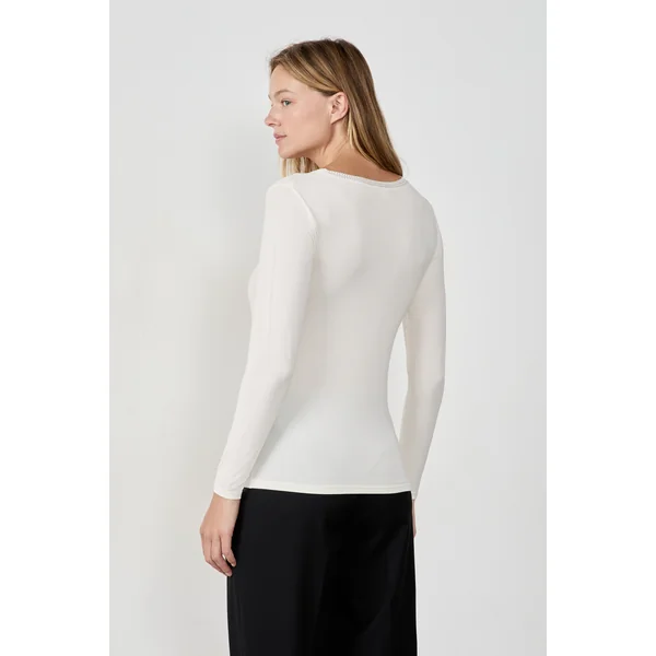 T-shirt col V maille thermique