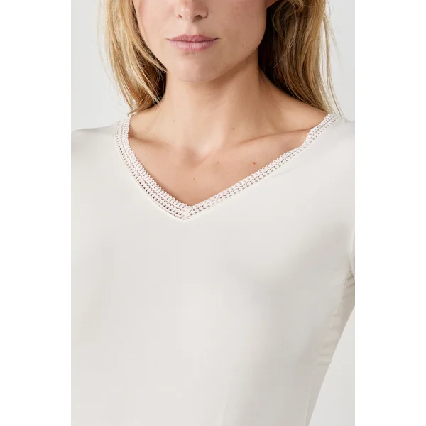 T-shirt col V maille thermique