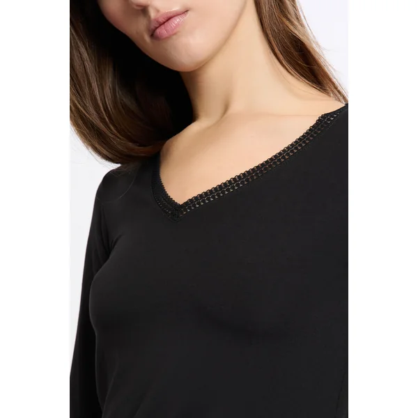 T-shirt col V maille thermique