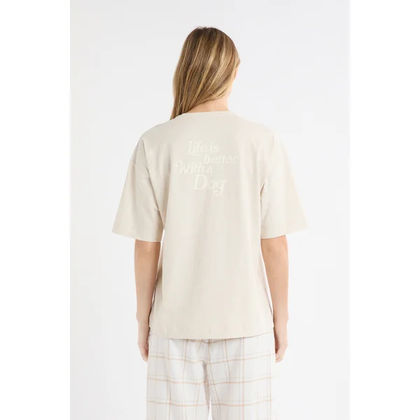 T-shirt en coton "Life is better with a dog" avec broderie dalmatien