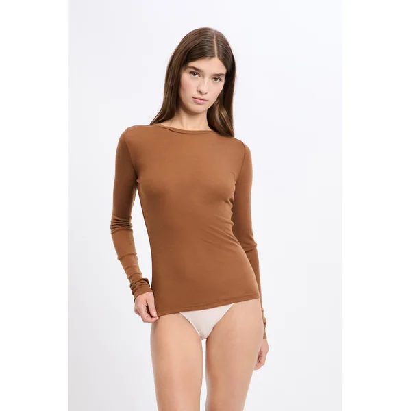 T-shirt thermique col rond avec laine