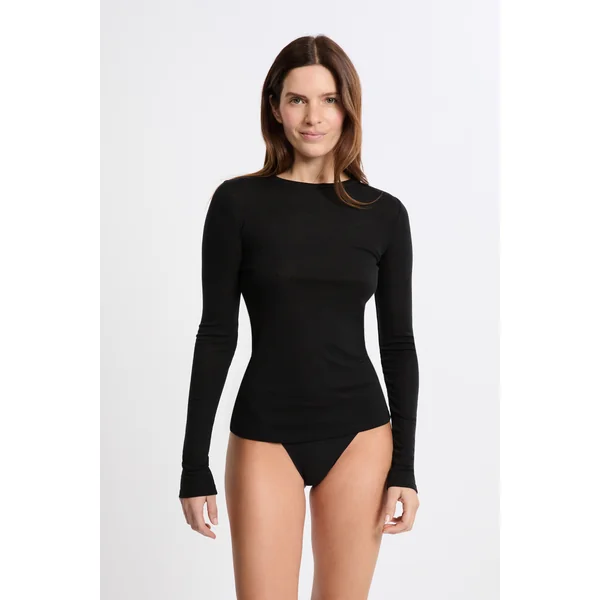 T-shirt thermique col rond avec laine