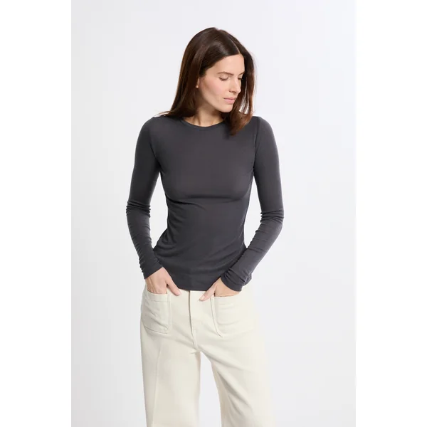 T-shirt thermique col rond avec laine