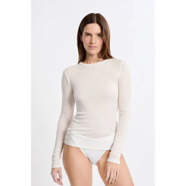 T-shirt thermique col rond avec laine