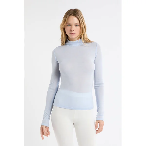 T-shirt thermique col roulé avec laine