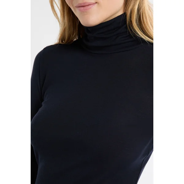 T-shirt thermique col roulé avec laine