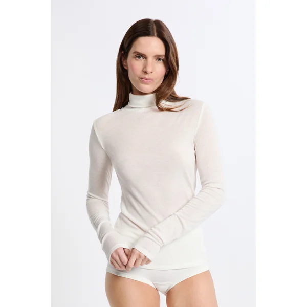 T-shirt thermique col roulé avec laine