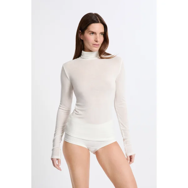 T-shirt thermique col roulé avec laine