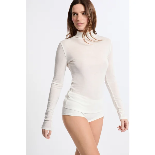 T-shirt thermique col roulé avec laine