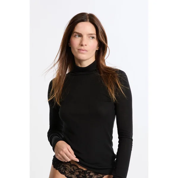 T-shirt thermique col roulé avec laine