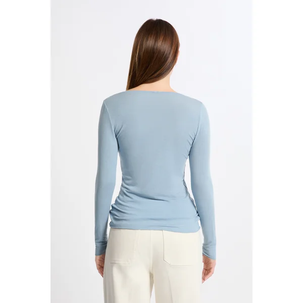 T-shirt thermique col V avec cachemire