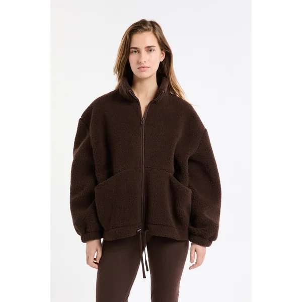 Veste polaire oversize à col montant avec cordon