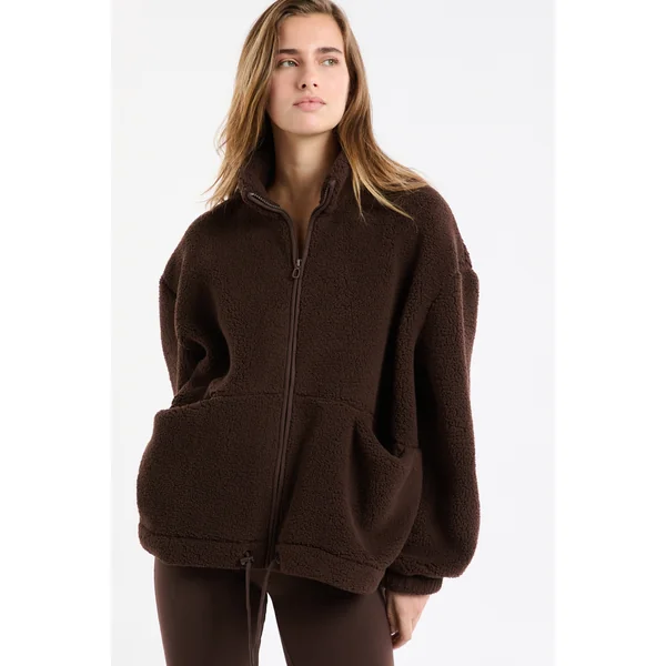 Veste polaire oversize à col montant avec cordon