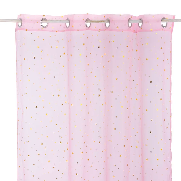 Voilage à œillets polyester motif étoiles dorées 140x250cm